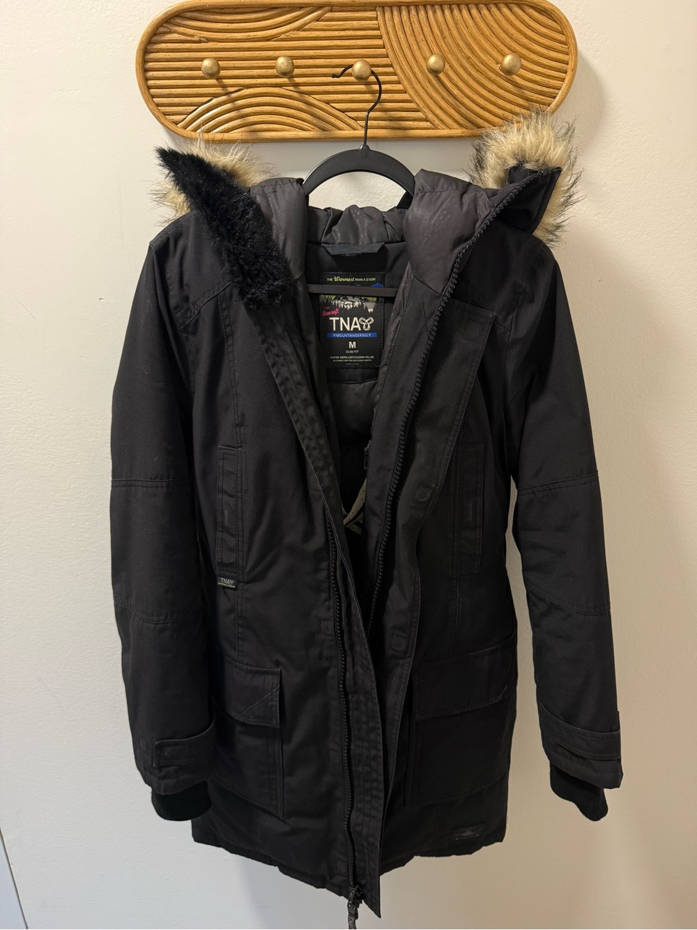TNA Black Parka with Neon Mountain Graphic